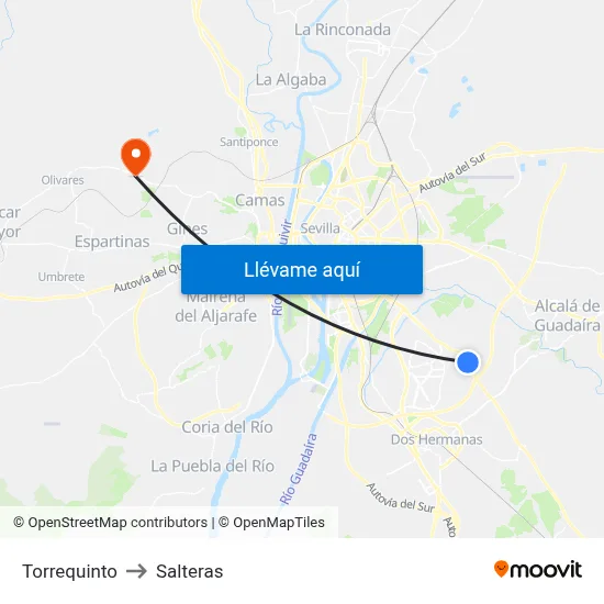 Torrequinto to Salteras map