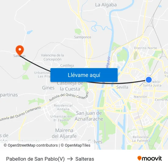 Pabellon de San Pablo(V) to Salteras map