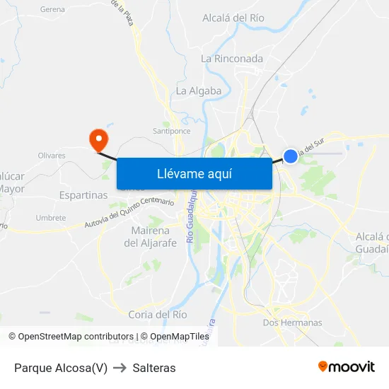 Parque Alcosa(V) to Salteras map