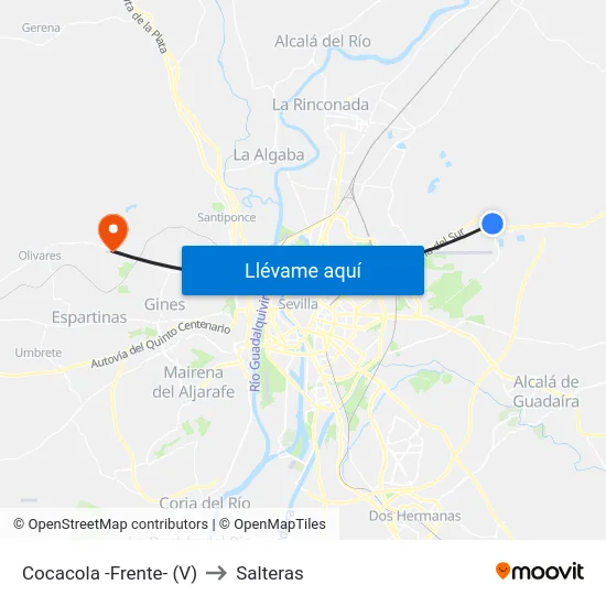 Cocacola -Frente- (V) to Salteras map