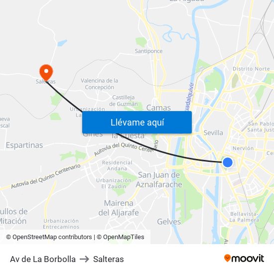 Av de La Borbolla to Salteras map