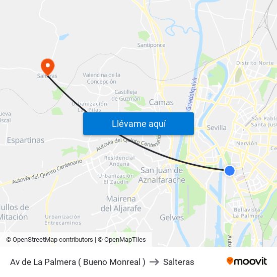 Av de La Palmera ( Bueno Monreal ) to Salteras map