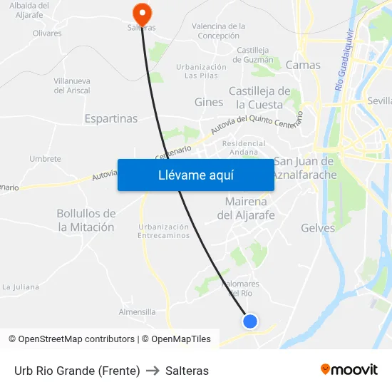 Urb Rio Grande (Frente) to Salteras map