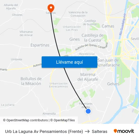 Urb La Laguna Av Pensamientos (Frente) to Salteras map