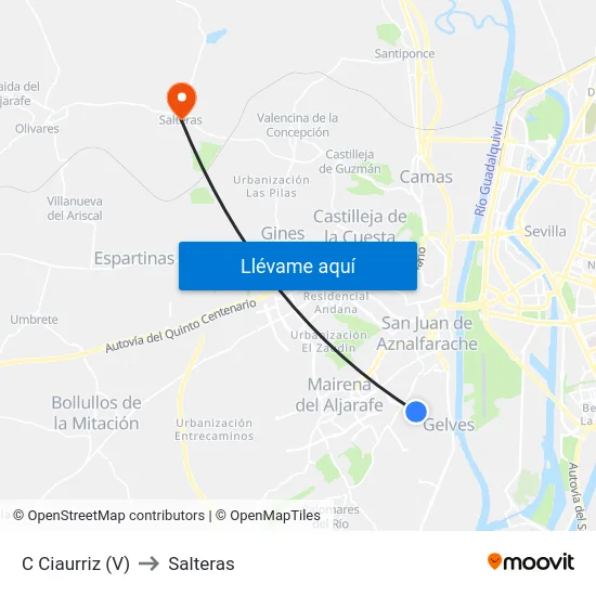 C Ciaurriz (V) to Salteras map