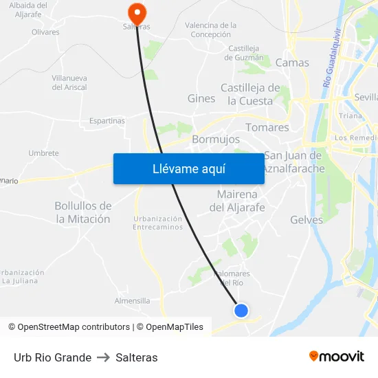 Urb Rio Grande to Salteras map