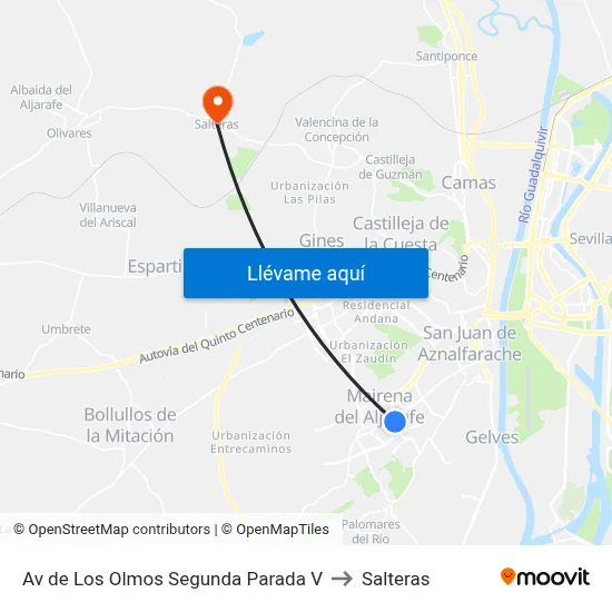 Av de Los Olmos Segunda Parada V to Salteras map