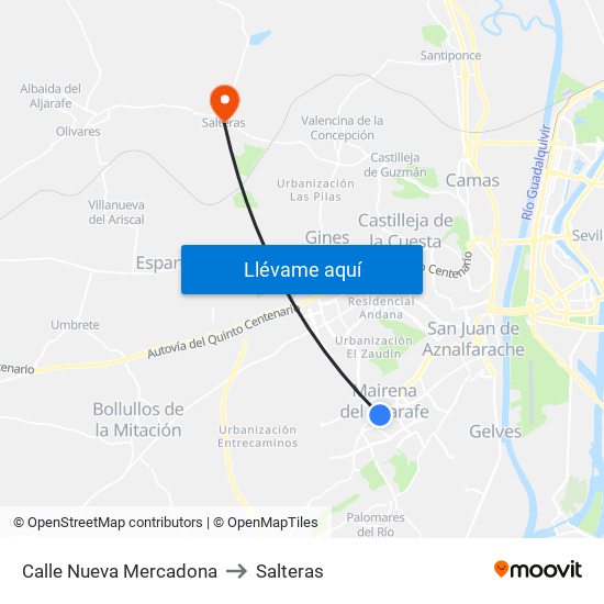 Calle Nueva Mercadona to Salteras map