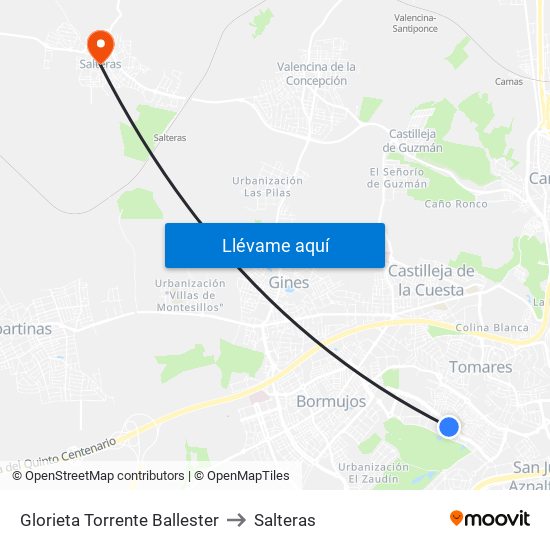 Glorieta Torrente Ballester to Salteras map