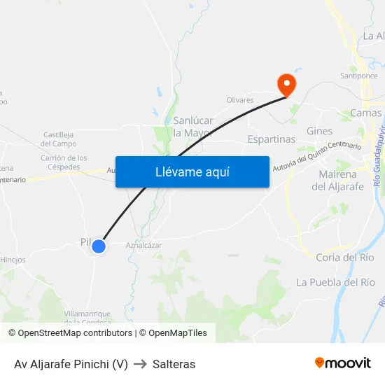 Av Aljarafe Pinichi (V) to Salteras map