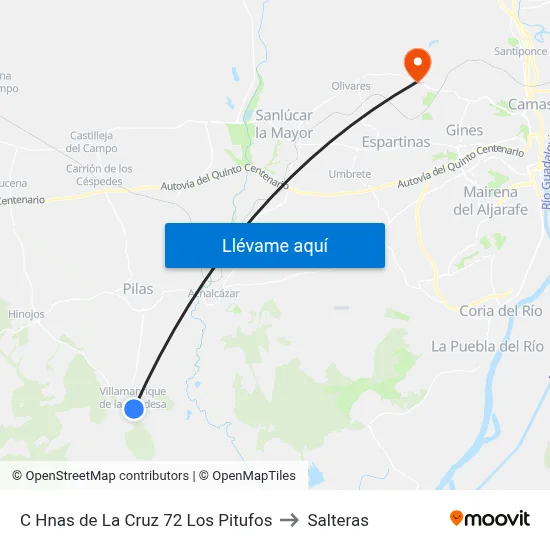 C Hnas de La Cruz 72 Los Pitufos to Salteras map