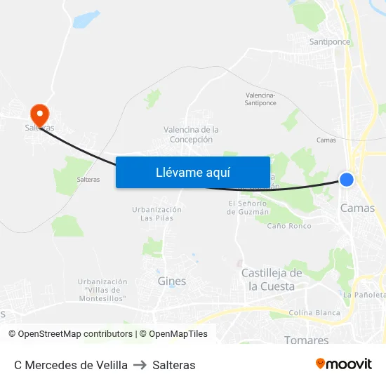 C Mercedes de Velilla to Salteras map