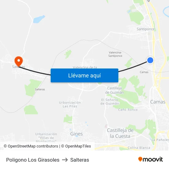 Poligono Los Girasoles to Salteras map
