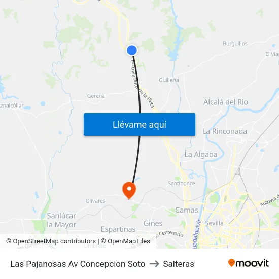 Las Pajanosas Av Concepcion Soto to Salteras map