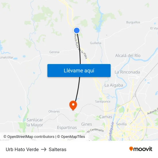 Urb Hato Verde to Salteras map