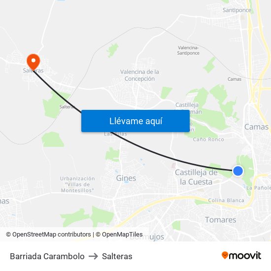 Barriada Carambolo to Salteras map