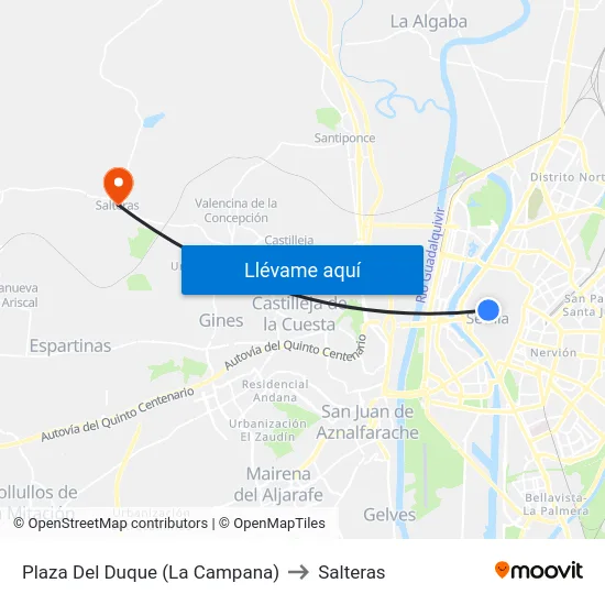 Plaza Del Duque (La Campana) to Salteras map