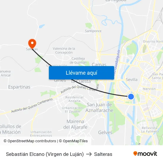 Sebastián Elcano (Virgen de Luján) to Salteras map