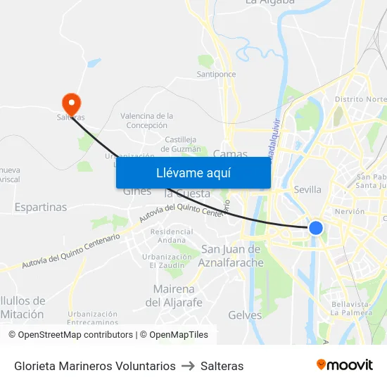 Glorieta Marineros Voluntarios to Salteras map