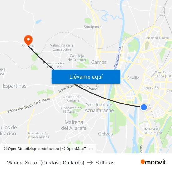 Manuel Siurot (Gustavo Gallardo) to Salteras map