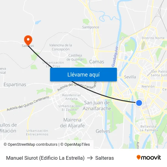 Manuel Siurot (Edificio La Estrella) to Salteras map