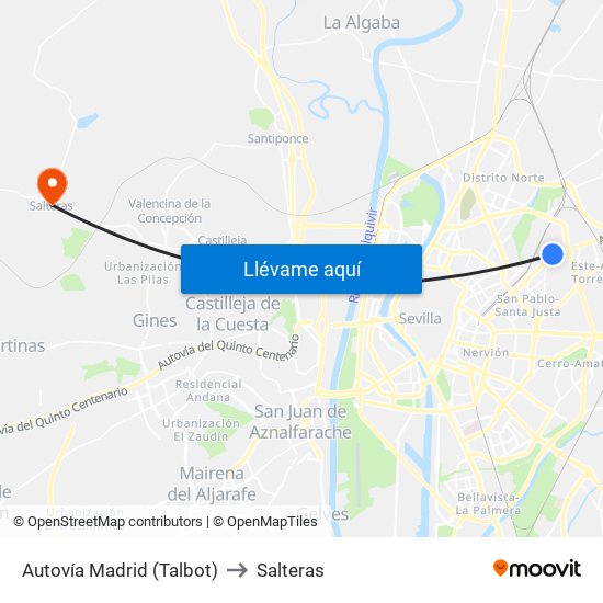 Autovía Madrid (Talbot) to Salteras map