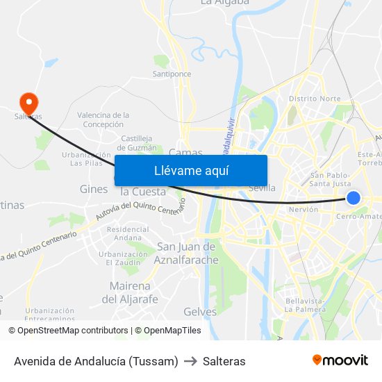 Avenida de Andalucía (Tussam) to Salteras map