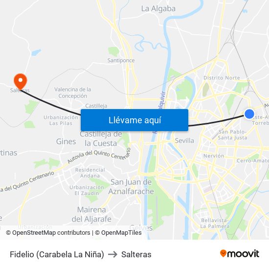 Fidelio (Carabela La Niña) to Salteras map