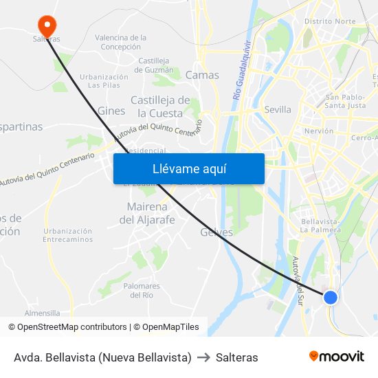 Avda. Bellavista (Nueva Bellavista) to Salteras map