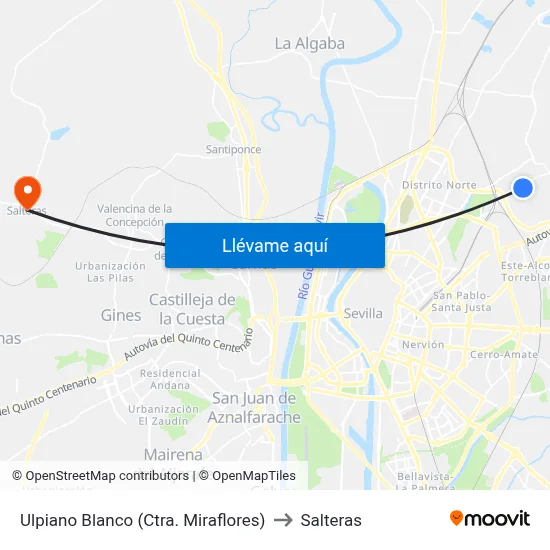 Ulpiano Blanco (Ctra. Miraflores) to Salteras map