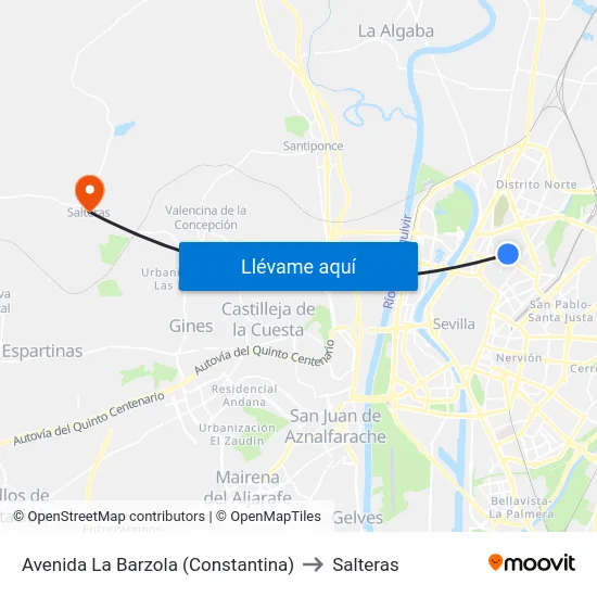 Avenida La Barzola (Constantina) to Salteras map