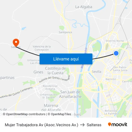 Mujer Trabajadora Av (Asoc.Vecinos  Av.) to Salteras map