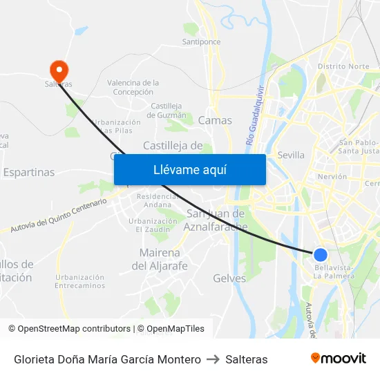 Glorieta Doña María García Montero to Salteras map