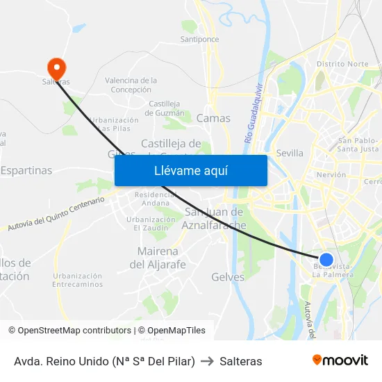 Avda. Reino Unido (Nª Sª Del Pilar) to Salteras map