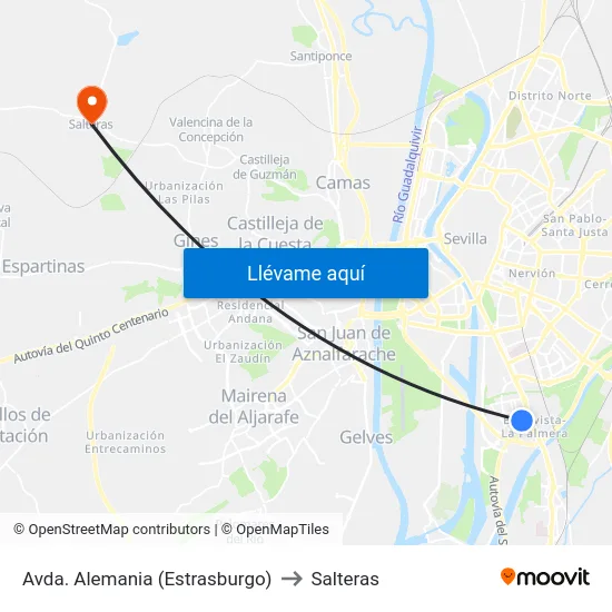 Avda. Alemania (Estrasburgo) to Salteras map