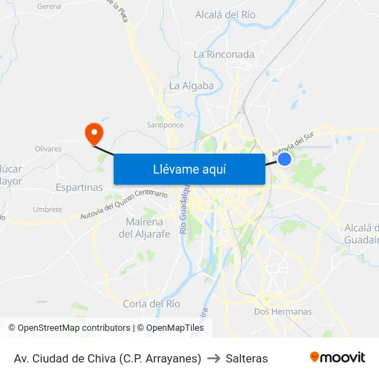 Av. Ciudad de Chiva (C.P. Arrayanes) to Salteras map