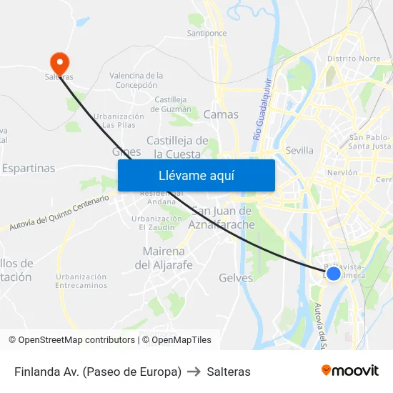 Finlanda  Av. (Paseo de Europa) to Salteras map