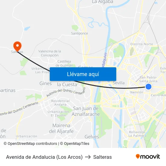 Avenida de Andalucia (Los Arcos) to Salteras map