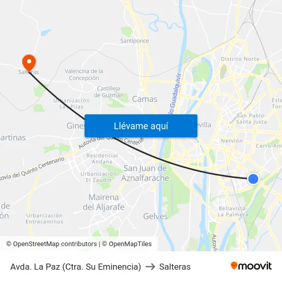 Avda. La Paz (Ctra. Su Eminencia) to Salteras map