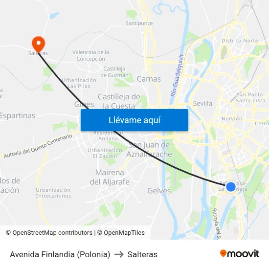 Avenida Finlandia (Polonia) to Salteras map