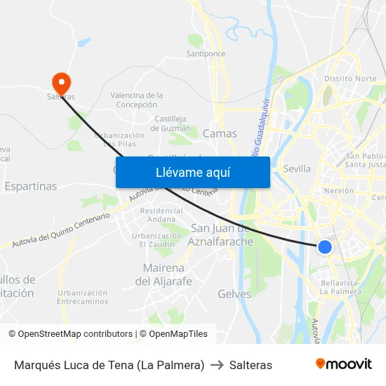Marqués Luca de Tena (La Palmera) to Salteras map
