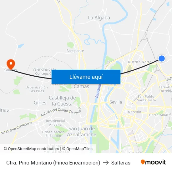 Ctra. Pino Montano (Finca Encarnación) to Salteras map