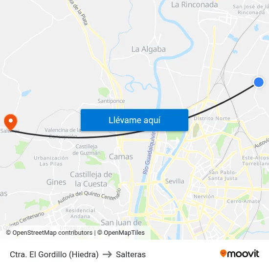 Ctra. El Gordillo (Hiedra) to Salteras map