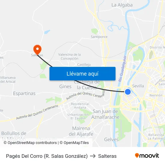 Pagés Del Corro (R. Salas González) to Salteras map