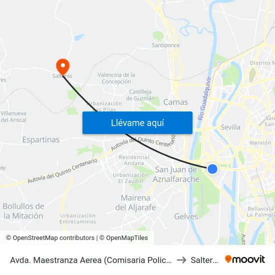 Avda. Maestranza Aerea (Comisaria Policia) to Salteras map