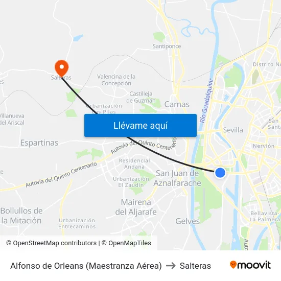 Alfonso de Orleans (Maestranza Aérea) to Salteras map
