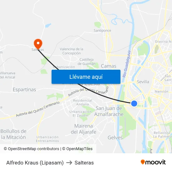 Alfredo Kraus (Lipasam) to Salteras map