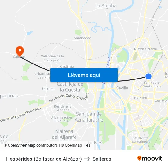 Hespérides (Baltasar de Alcázar) to Salteras map