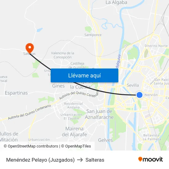 Menéndez Pelayo (Juzgados) to Salteras map