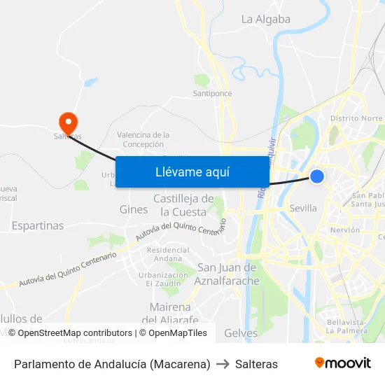 Parlamento de Andalucía (Macarena) to Salteras map